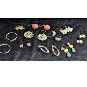 Ten Pair of Silver Tone Earring Jewelry Lot